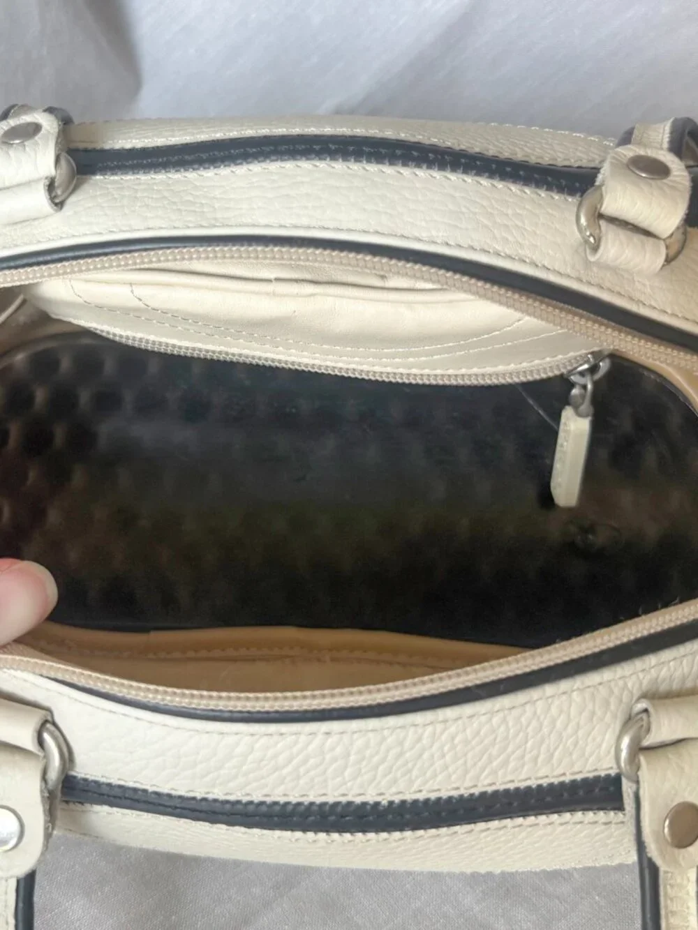 Alaluna Vintage Y2K Football Bag Black White Leather Made in Spain Rare